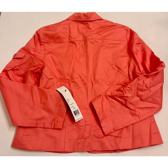 Vtg NWT Y2K Crazy Horse Liz Claiborne Coral 3-Button Jacket Cotton Size XL Women - Picture 3 of 4